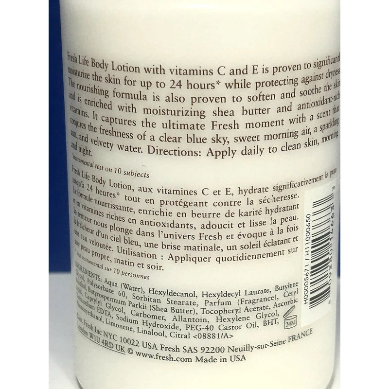 Fresh Life Body Lotion 10oz/300mL w/ Vitamin C & E Pump Bottle