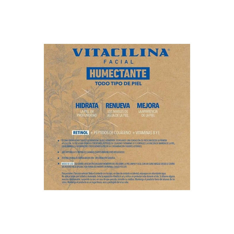 Crema Facial Vitacilina Humectante Día, Noche con Retinol 100 g