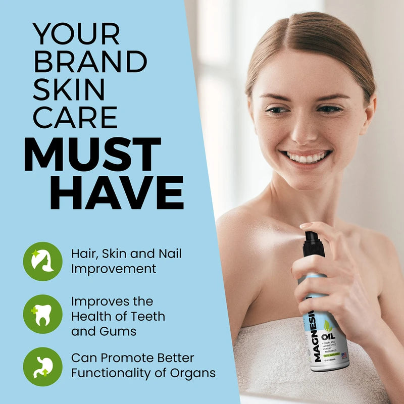 Magnesium Oil Spray - Large 12oz Size - Extra Strength - 100% Pure for Less Sting - Less Itch - Essential Mineral Source - Made in USA