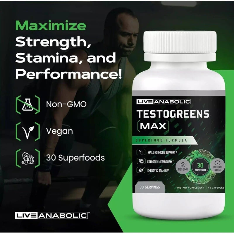 Live Anabolic Testogreens MAX - Men’S Daily Supplement with DIM & Black Pepper E