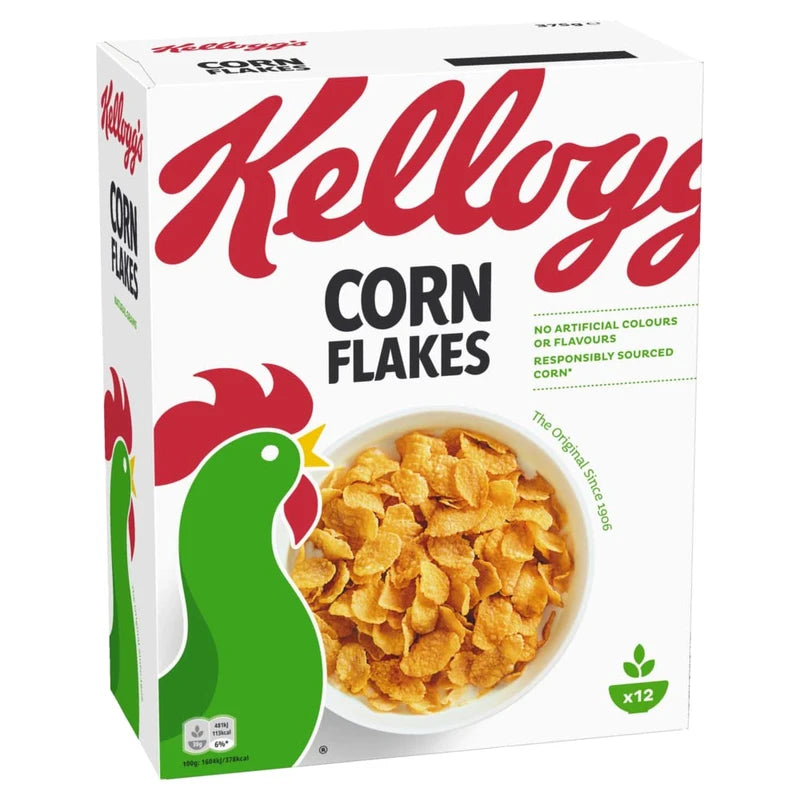 Kellogg's Corn Flakes (1 x 375 g) - Crispy Breakfast Cereals from Sun-kissed Corn - The Classic Without Artificial Colours and Flavourings
