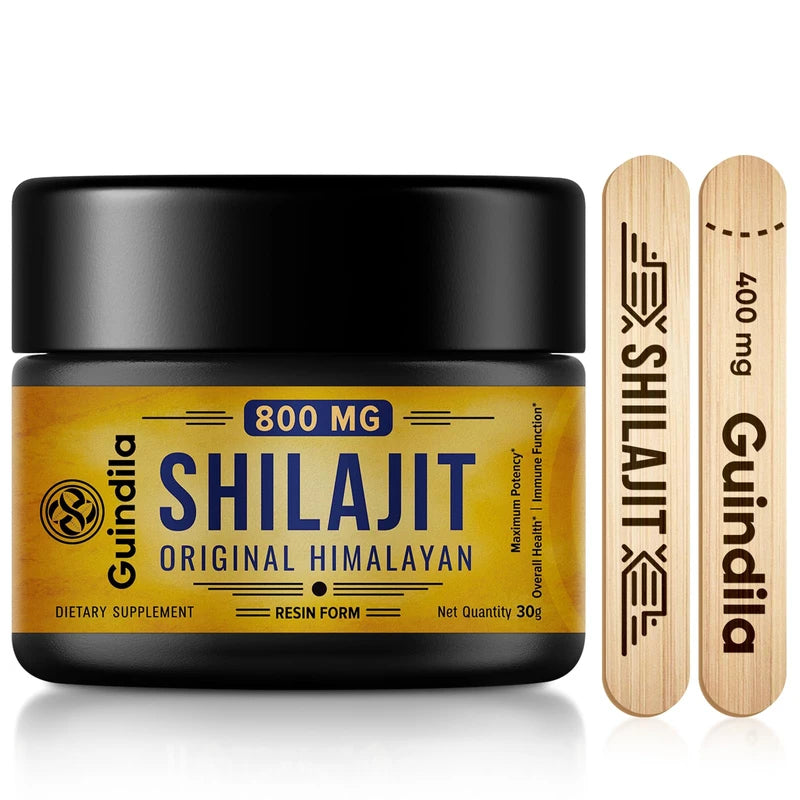 Guindila 800mg Shilajit Supplement - Shilajit Pure Himalayan Organic Shilajit Resin with Maximum Potency, Original from Himalayan with 85+ Trace Minerals & Fulvic Acid for Focus & Energy, Immunity, 30 Grams