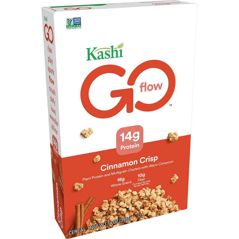 Kashi GO Breakfast Cereal, Vegan Protein, Organic Cereal, Cinnamon Crisp, 14oz Box (1 Box)