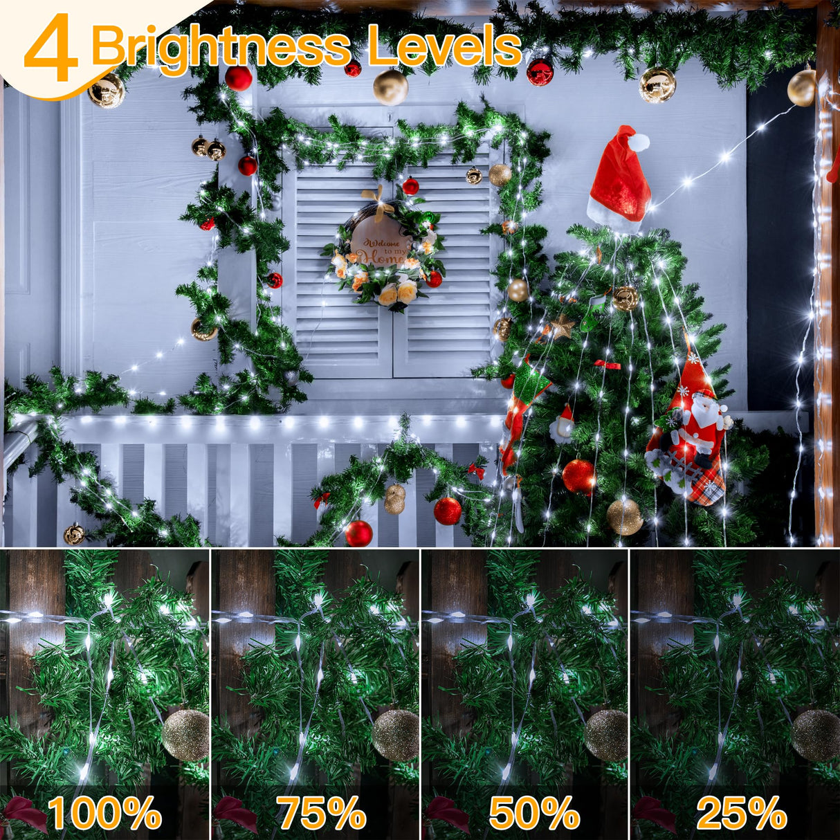Ollny Christmas Lights Cool White, 600LED 197FT Christmas Tree Lights IP67 Waterproof, Plug in Fairy Lights with Remote 8 Modes Timer, Xmas Light for Outdoor Indoor House Holiday Decor