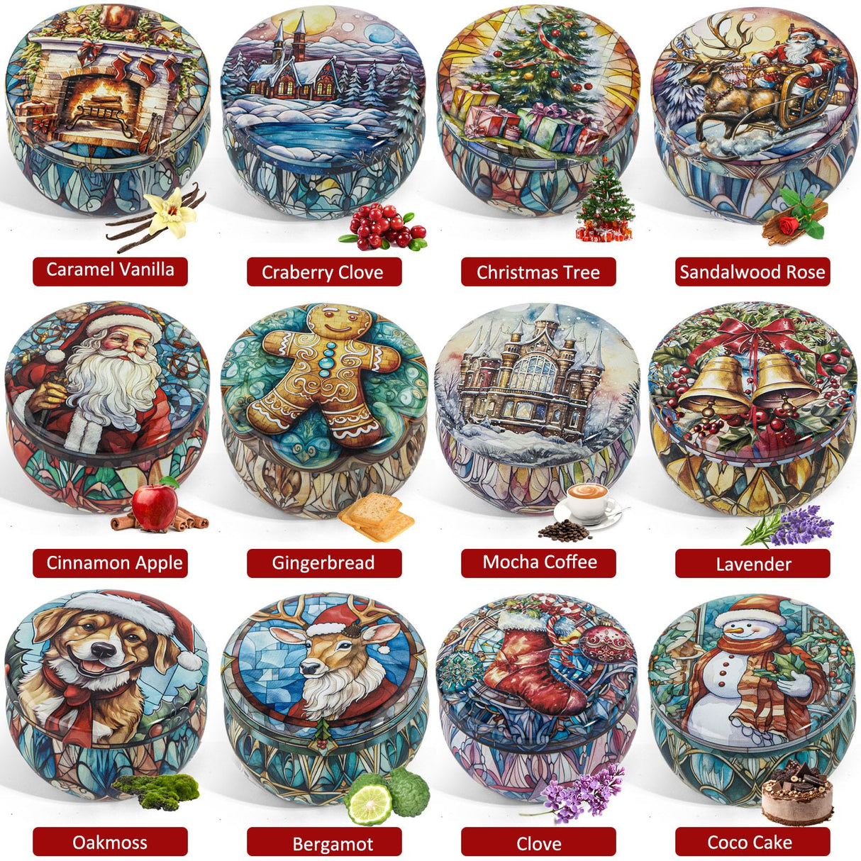 Christmas Candle Gifts Set,12 Pack Scented Candles for Women,300 Hour Long Lasting Natural Soy Wax Aromatherapy Candle, Christmas Gifts for Women