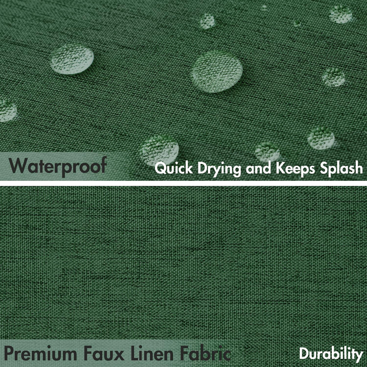 MIULEE Christmas Dark Green Scalloped Shower Curtain Linen Textured with 12 Metal Hooks Cute Heavy Duty Washable Waterproof Thick Cloth Shower Curtains with Black Border for Bathroom Hotel,W72*L72