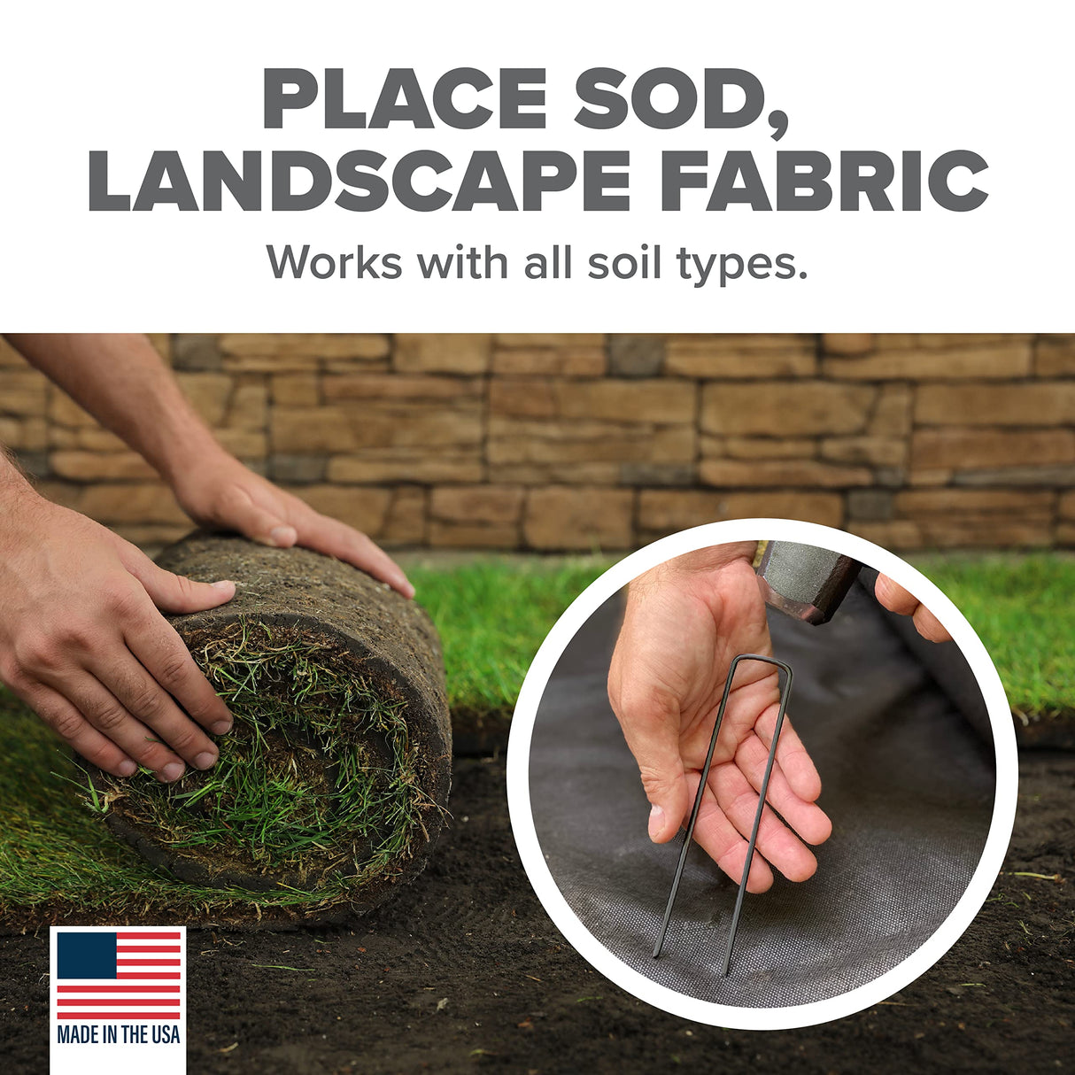 Pinnacle Mercantile USA Made 200 Pack Dissolving Garden Landscape Staples Weed Barrier Fabric Stakes 6 inch Pins Sod Staple 11 Gauge Steel
