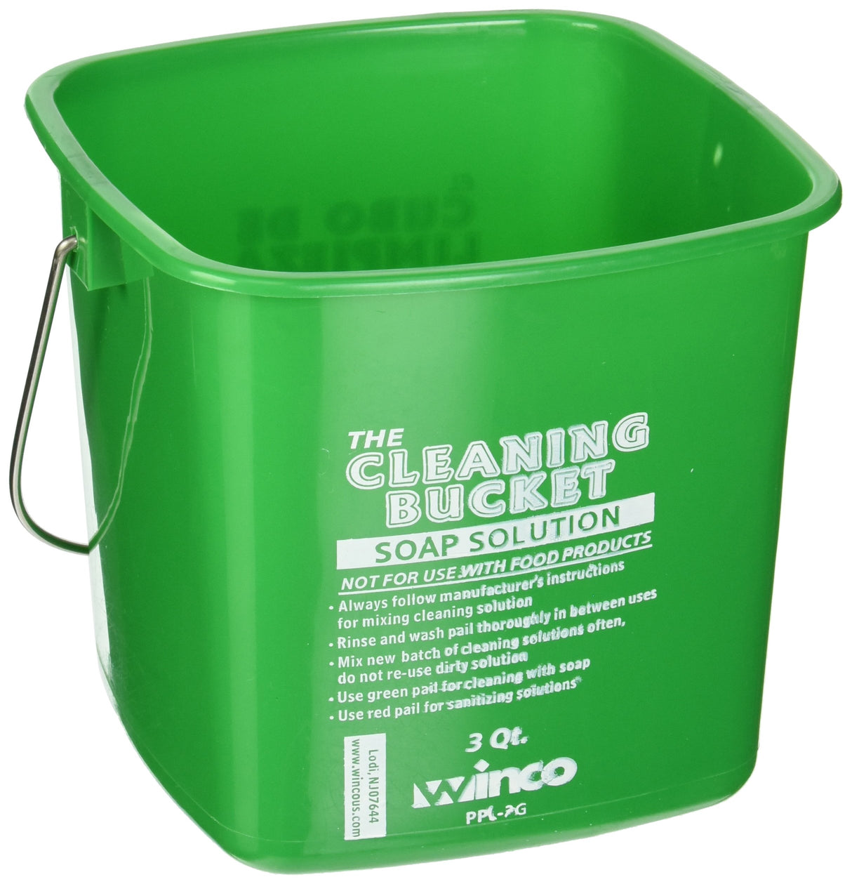 Winco 3qt Cleaning Bucket, Green Soap Solution