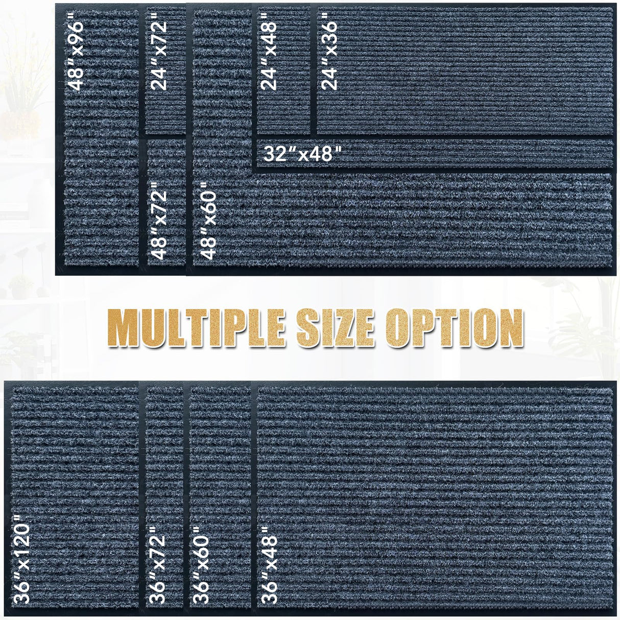 Front Door Mat,2'x3'Indoor Outdoor Door Mat,Heavy Duty Durable Welcome,Commercial Floor Mats Inside Outside Entrance, Waterproof All-Season, All-Weather Non Slip Backing Doormat for Entryway,Dark Gray