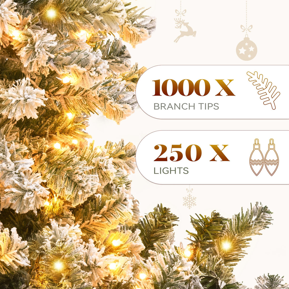 YITAHOME Prelit Snow Flocked Artificial Full Christmas Tree 6ft with Remote Control, Christmas Pine Tree with 11 Light-Modes, 1000 Branch Tips, and Foldable Base for Home, Party Decoration