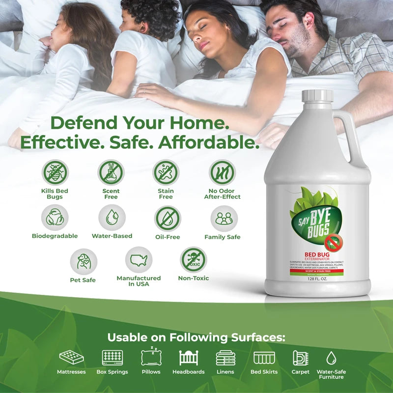 Bed Bug Killer Spray. Say Bye Bugs. Non-Toxic, Kills on Contact. New Formula. (128oz)