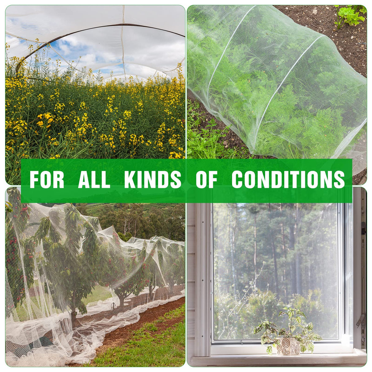 Woanger 10 X 100 Ft White Garden Bug Netting Ultra Fine Mesh for Plants