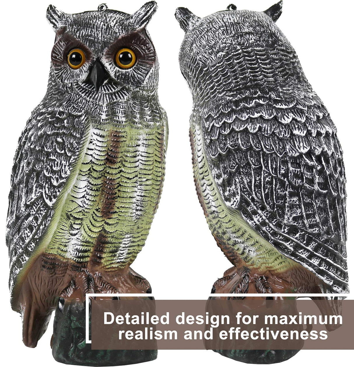 Galashield Owl Decoy to Scare Birds Away Plastic Owl Statue 16.5" Tall