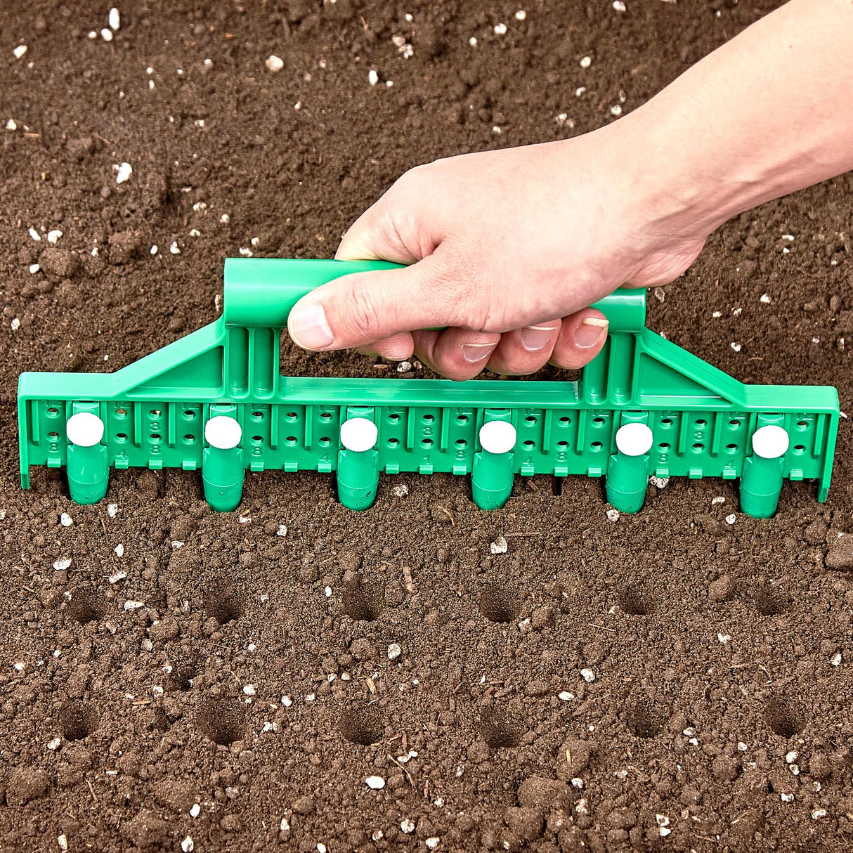 HHTHH Seed Dibber, Multifunctional Seed Spacer Tool, Seed-in Soil Digger Garden Spacer aid for Planting Seeds Laying Out ideally Spaced Rows (Green)