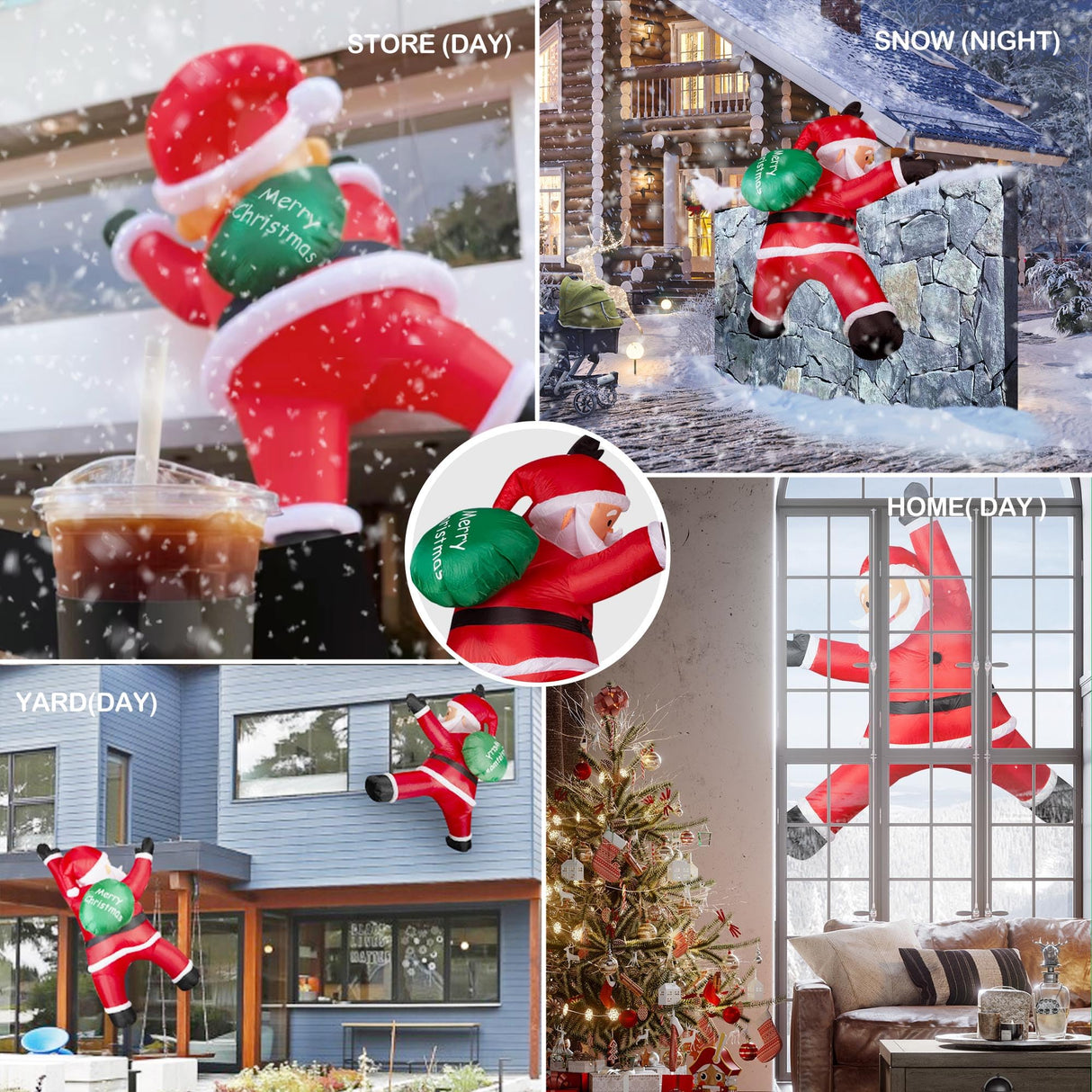 TwoBees 6FT Christmas Inflatables Outdoor Decorations Joy Hanging Santa Claus Gift Bag, Very Bright LED Lights Blow Up Giant Christmas Decor for Indoor Yard Outside Fall Vacation Holiday Party Lawn
