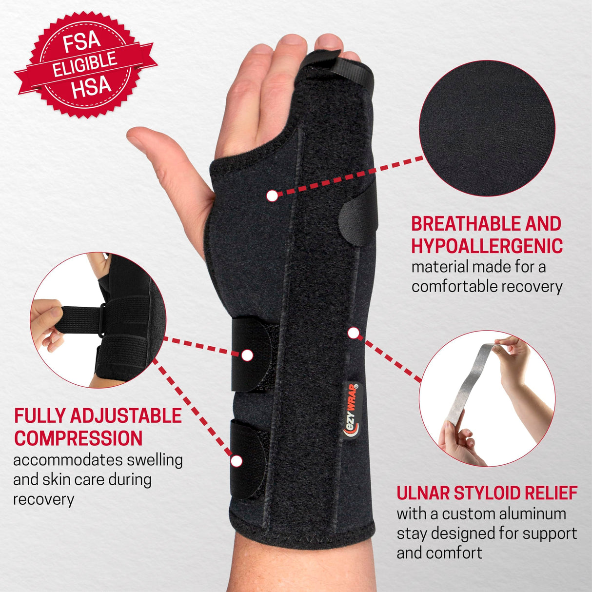 Ezywrap The Boxer Orthosis Orthopedic Hand & Wrist Brace | Wrist Brace for Women & Men | Wrist Support Strap for Sprain, Wrist Sleeve, Metacarpal Wrap Brace | Regular | Right | (Single/Black)