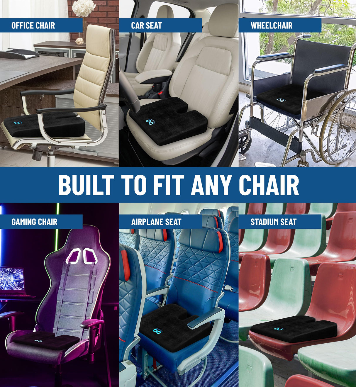 Everlasting Comfort Doctor Recommended Memory Foam Seat Cushion for Office Chairs & Car Seat - Ergonomic Office Desk Accessories for Tailbone Pain Relief, Sciatica & Back Support