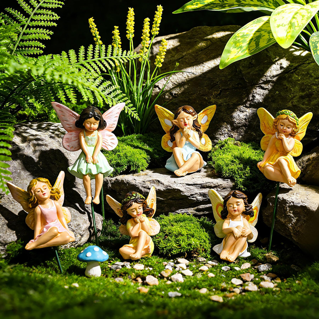 U WONDERFUL Miniature Fairy Figurines - 6Pcs Mini Fairies for Fairy Garden & Tiny Elf Garden Accessories for Home Outdoor Yard Lawn Supplies Flower Pot Decor