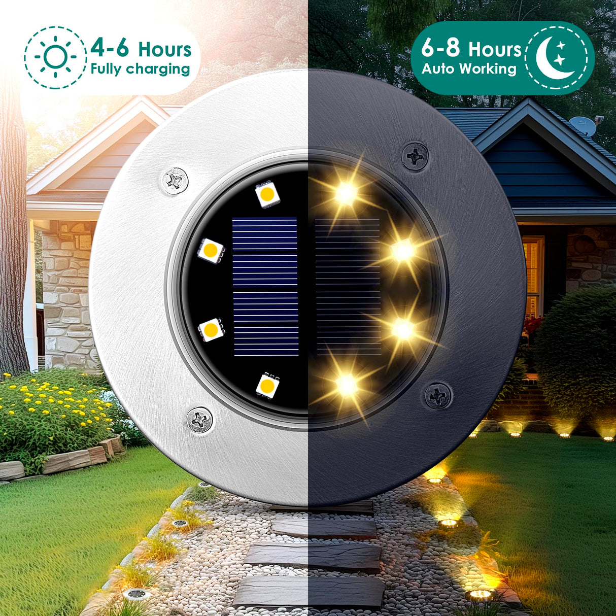 SOLPEX 20 Pack Solar Ground Lights Waterproof, Solar Powered Garden Lights, Landscape Lighting for Pathway Driveway Patio Backyard Walkway (Warm White)