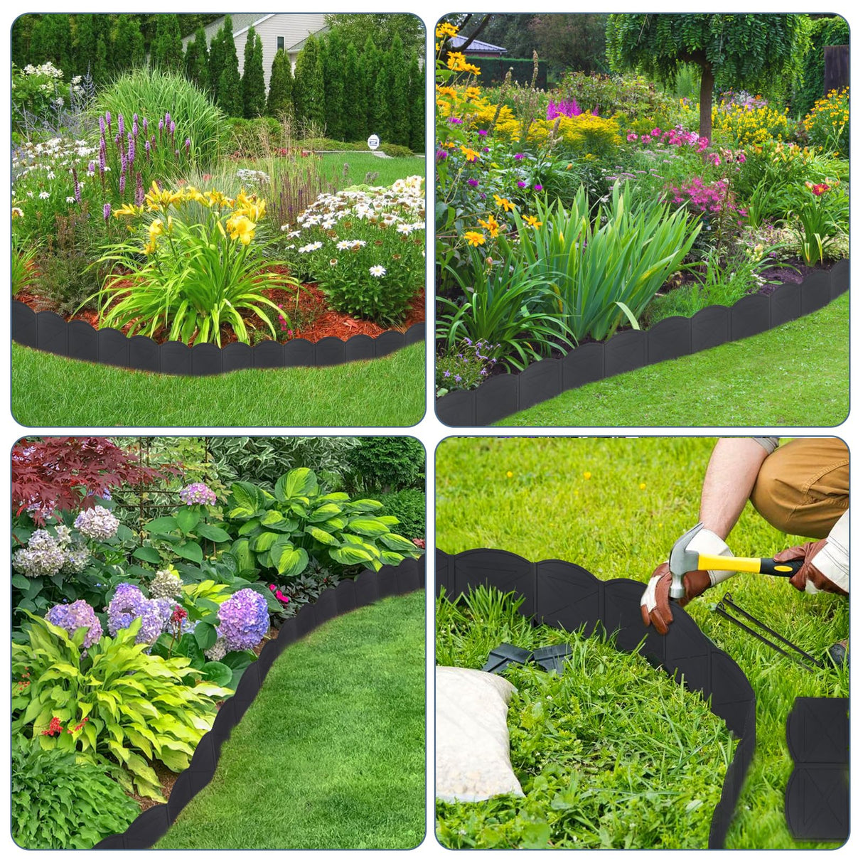 20Pcs Landscape Border,6 Inch 20Ft Garden Edging Border with Stakes Kits