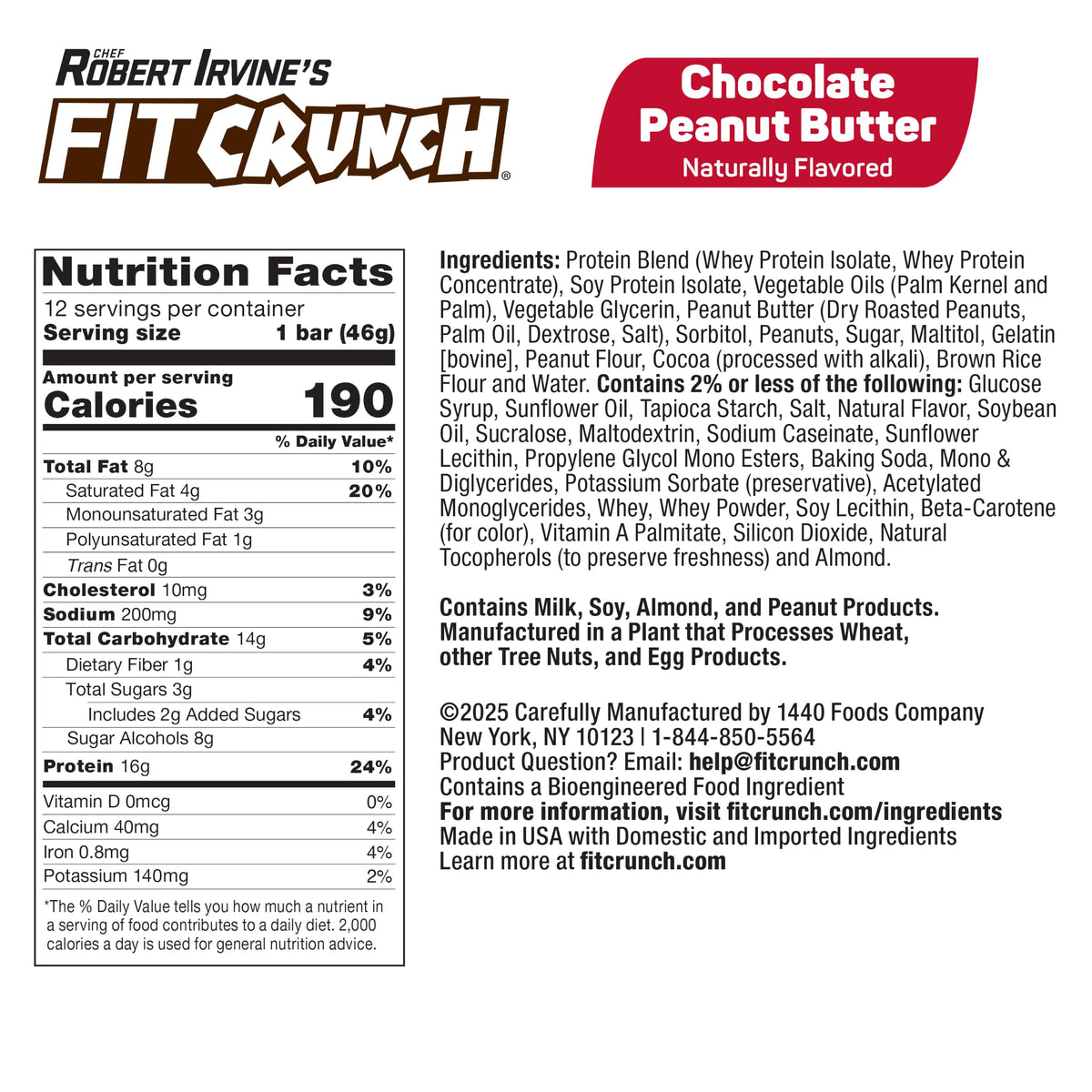 FitCrunch 16g High Protein Baked Bar, Chocolate Peanut Butter, 12 Ct