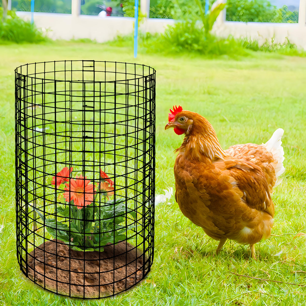 Adnee 10 Packs Wire Plant Protector from Animals - 20" H X 12" D Metal Mesh Plant Cage Covers - Sturdy Garden Bunny Barricades Chicken Wire Cloche for Plants Shrubs Vegetables Flowers