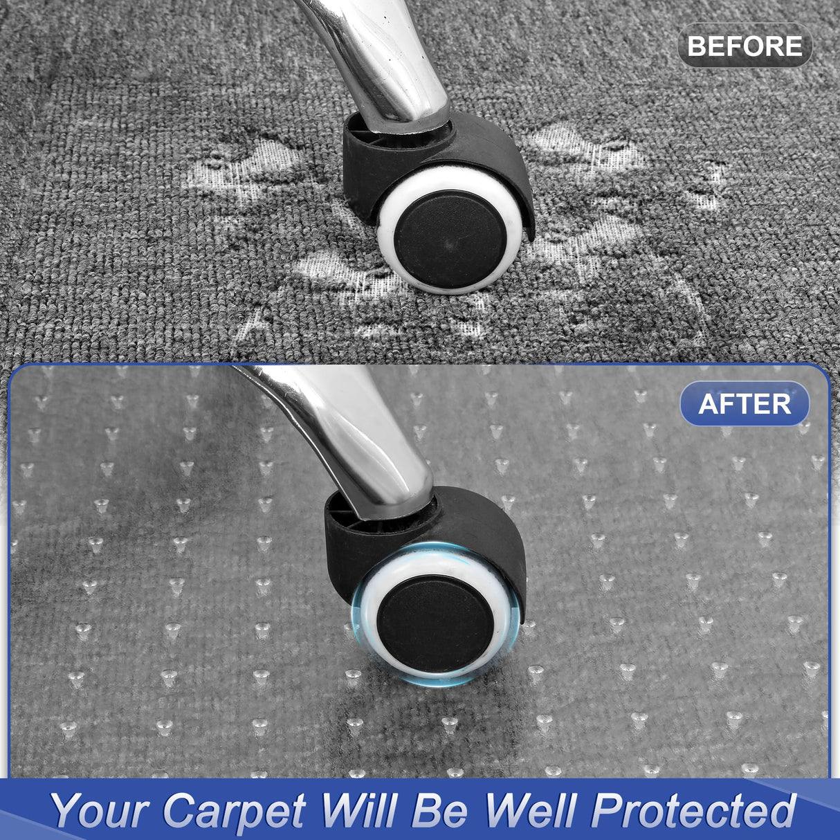 Office Chair Mat for Carpet, Clear Chair Mat with Studs for Low Pile Carpeted Floors, Transparent Thick and Sturdy Carpet Floor Protector for Desk Chair on Office, Home, Gaming - 30"x48"Rectangle