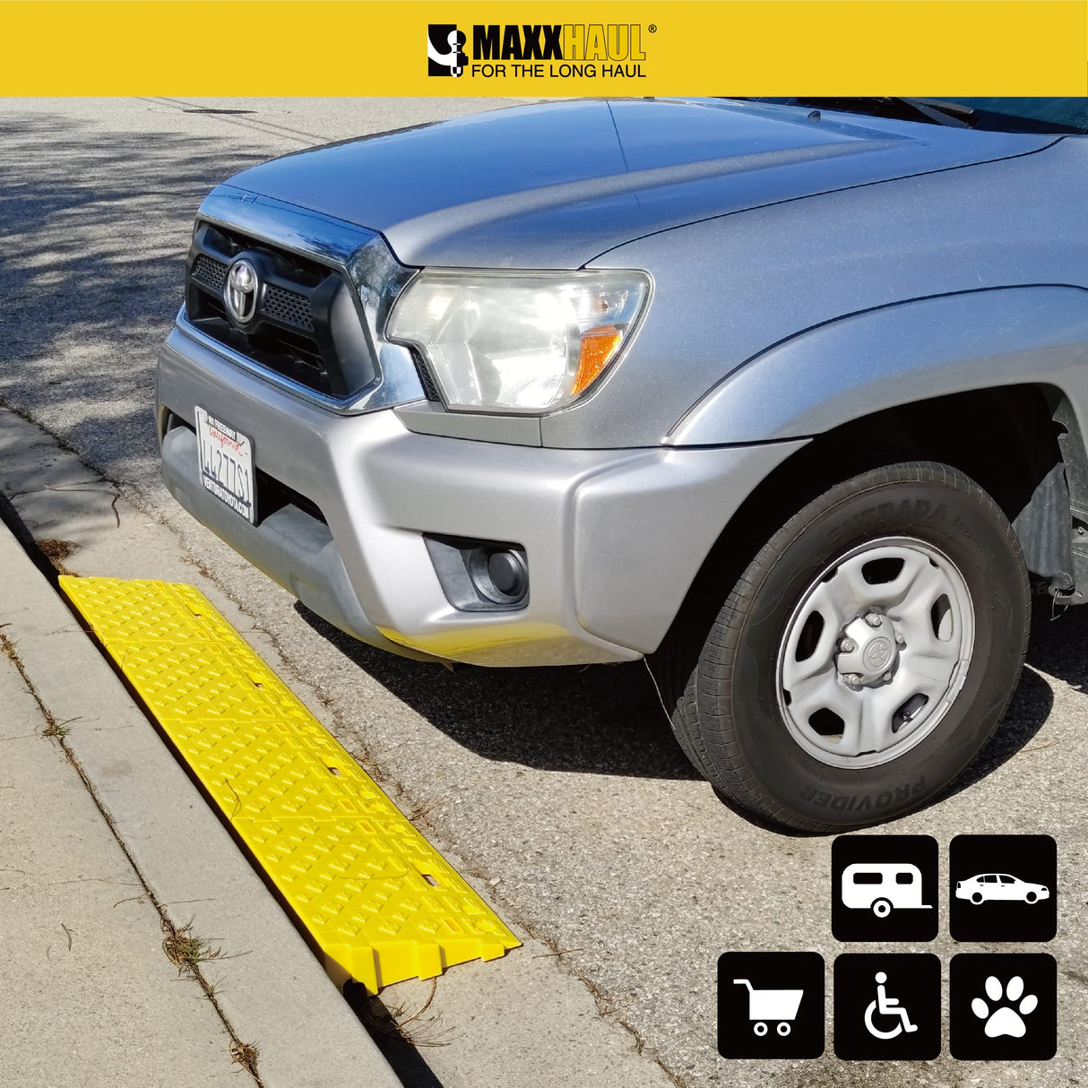 MAXXHAUL 50707 Portable Interlocking Plastic Curb Threshold Ramps Set (Yellow) for Loading Dock, Driveway, Sidewalk for Scooter, Wheelchair, Car, Truck, Motorcycle, Dolly