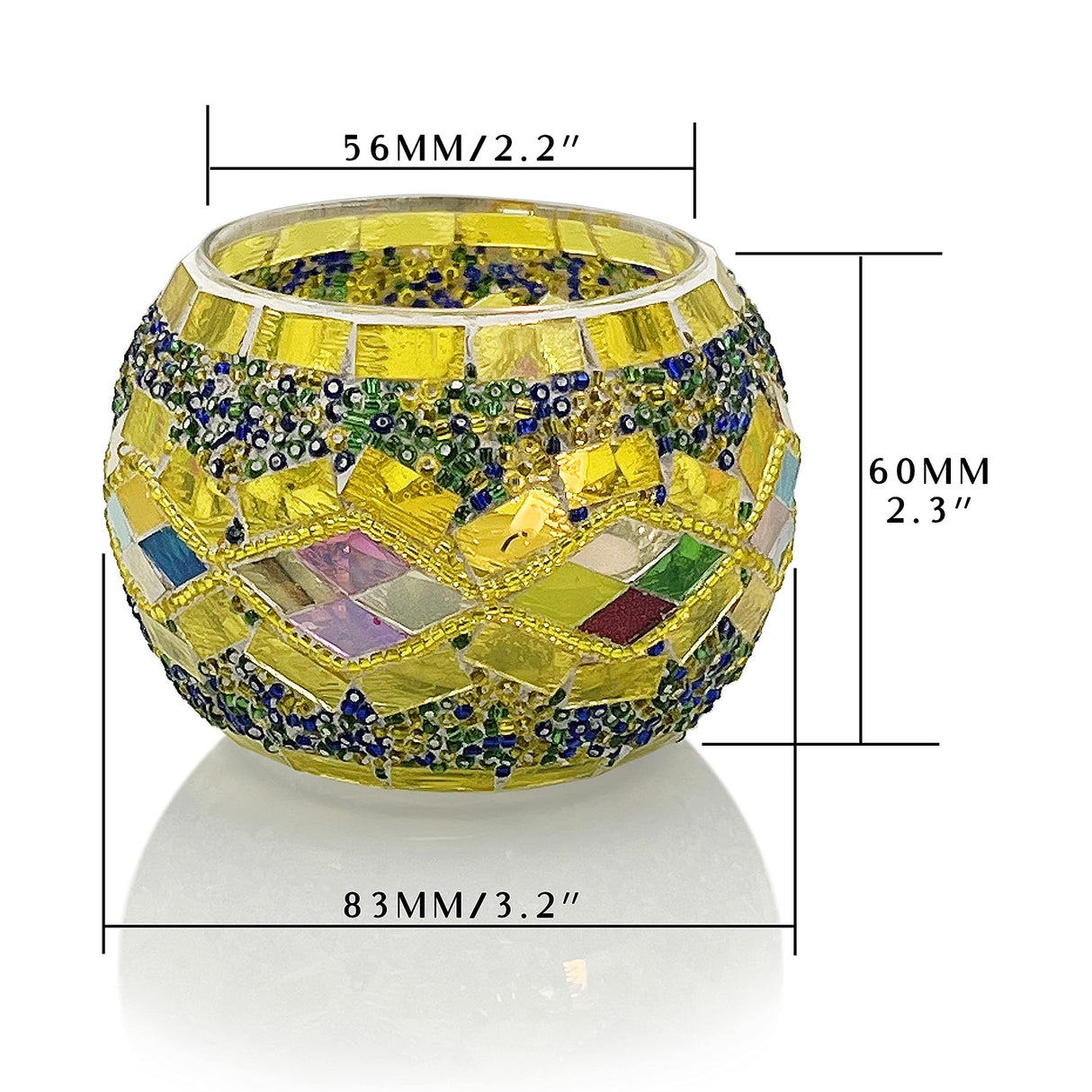 SHMILMH Glass Candle Holder Set of 4, Diwali Gift Votive Candle Holders Handmade Mosaic Glass Tealight Holders Diwali Christmas Table Decorations for Home