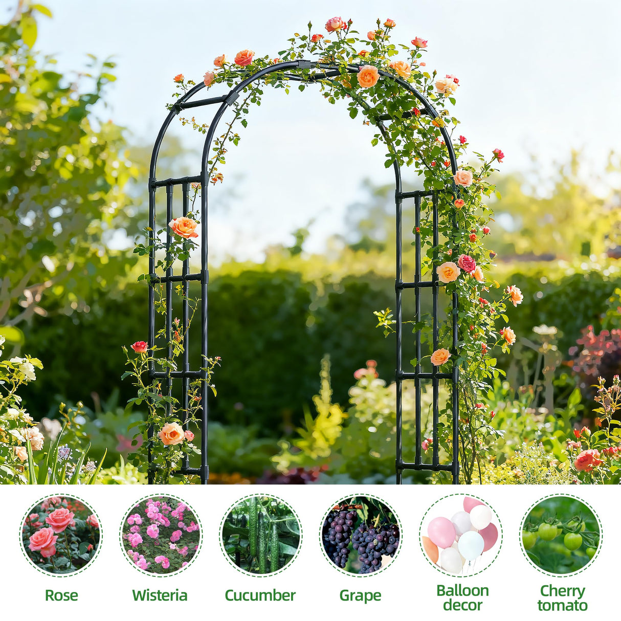 4.9x8.5FT Garden Arch Trellis for Climbing Plants Outdoor