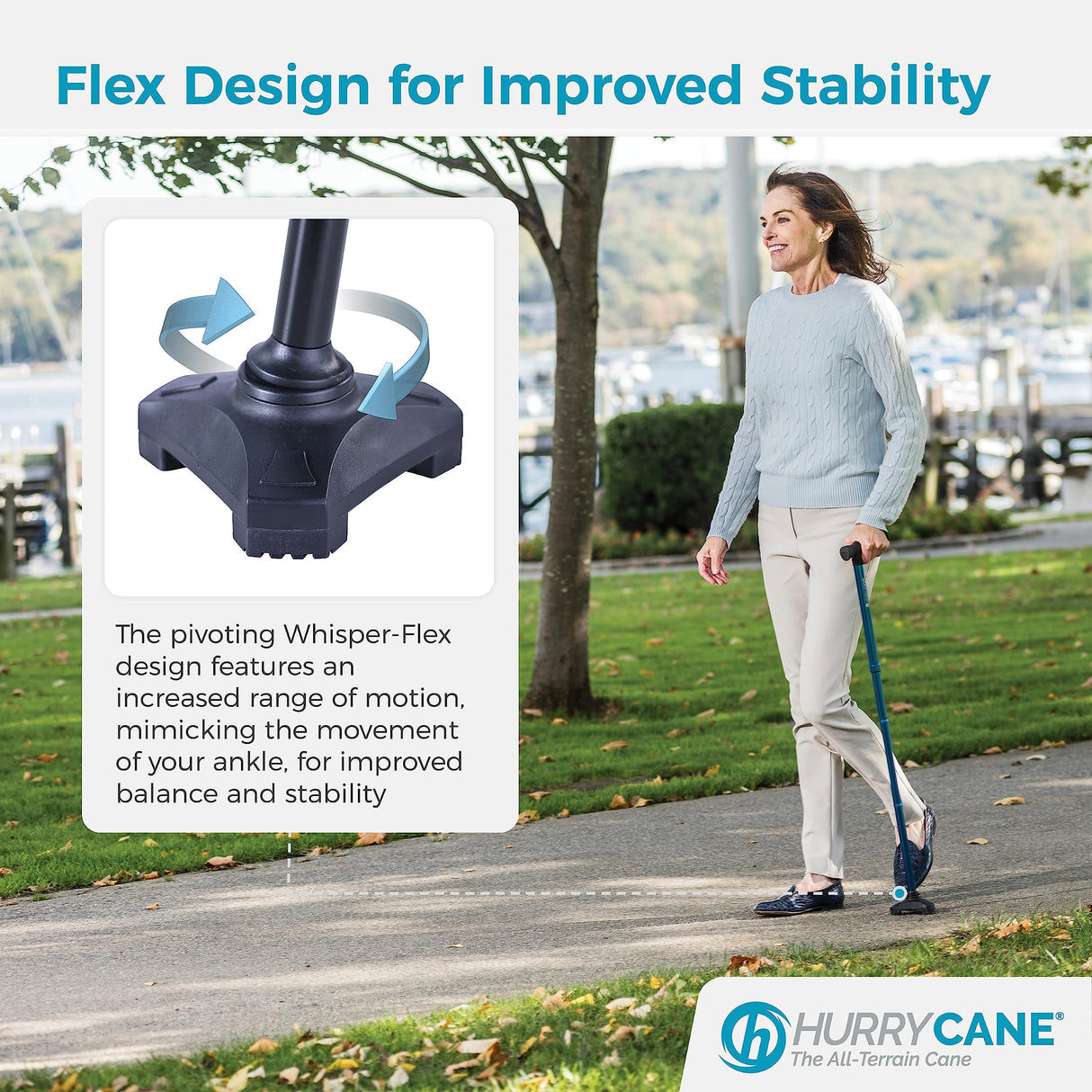 HurryCane HCANE-BL-C2 Freedom Edition Foldable Walking Cane with T Handle, 37.5 Inches extended length, Trailblazer Blue