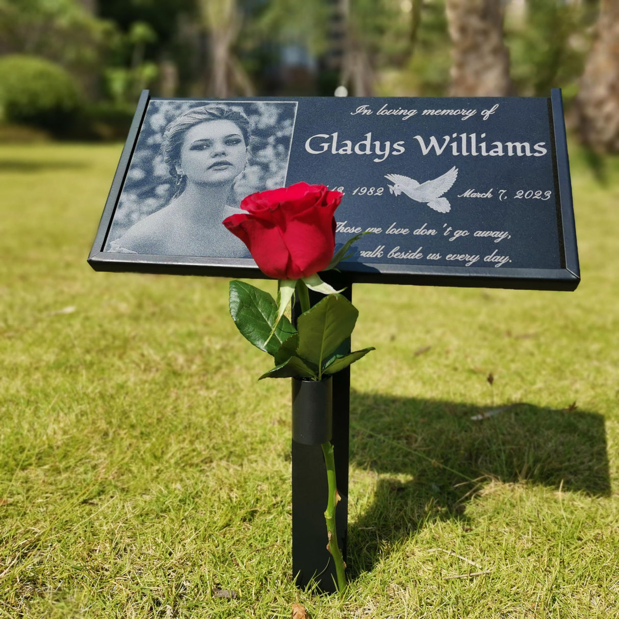 Headstones for Graves - Custom Engraved Grave Markers with Ceramic Photo