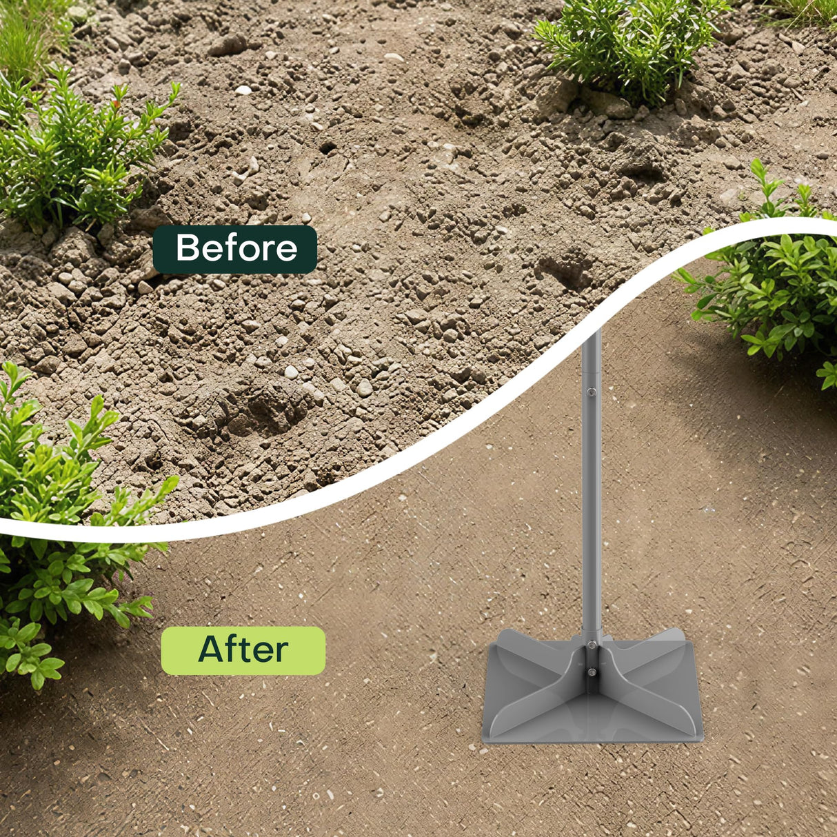ARPEAK 10"×10" Steel Hand Tamper, 48" Adjustable Handle Manual Soil Compactor & Dirt Tamper Tool for Landscaping, Yard, Gravel, Asphalt, Driveway, Garden, Ground Leveling