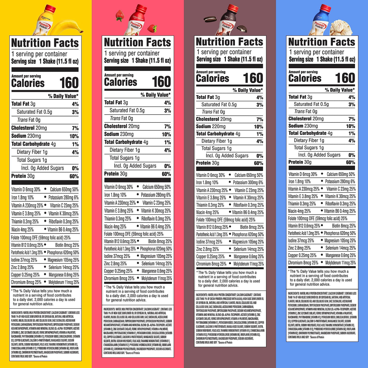 Premier Protein, Protein Shake, 8 Flavor Variety Pack, 30g Protein, 1g Sugar, 24 Vitamins & Minerals, Nutrients to Support Immune Health 11.5 Fl Oz (8 Pack)
