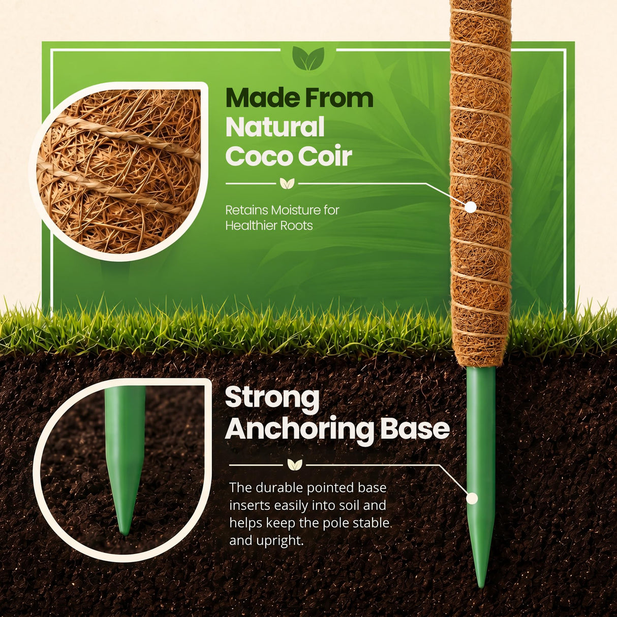 2 Pack 63'' Bendable Moss Pole Monstera Plant Support for Large Climbing Indoor Plants - Stakes for Potted Climbers - Tall Sticks Indoor Trellis for Houseplants - Accessories for Monstera Pot