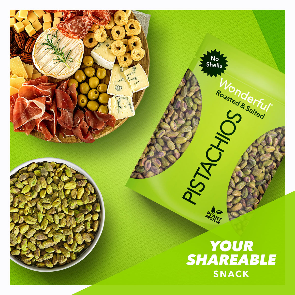 Wonderful Pistachios No Shells, Roasted & Salted Nuts, 24 Ounce Bag