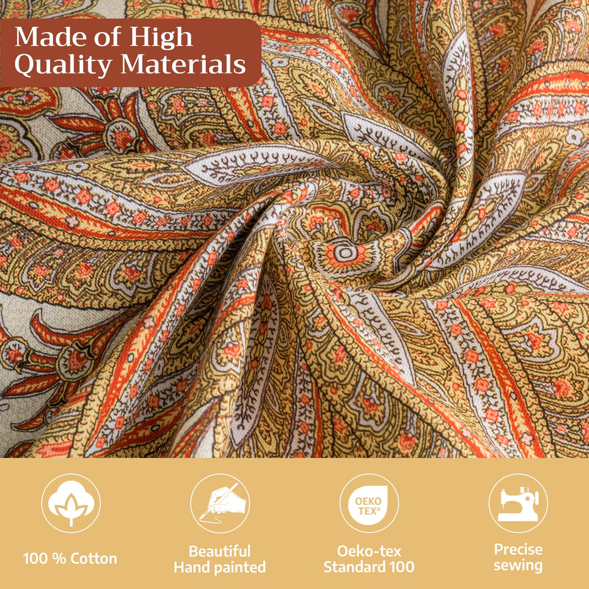 Maison d' Hermine Thanksgiving Tablecloth Kashmir Paisley 100% Cotton Tablecloth 60"x120" – Fall Harvest Dining & Holiday Décor, Washable Reusable Fabric Table Cover for Kitchen & Dining Room