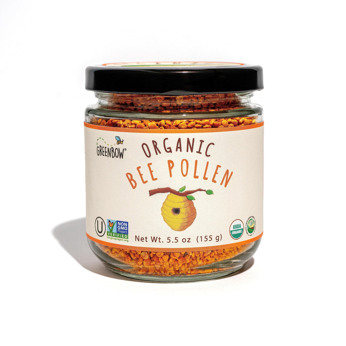 Greenbow Organic Bee Pollen - 100% USDA Certified Organic, Non-GMO, Halal, Kosher Certified, Pure & Natural Bee Pollen - Superfood Packed with Proteins, Vitamins & Minerals - Gluten Free - 155g