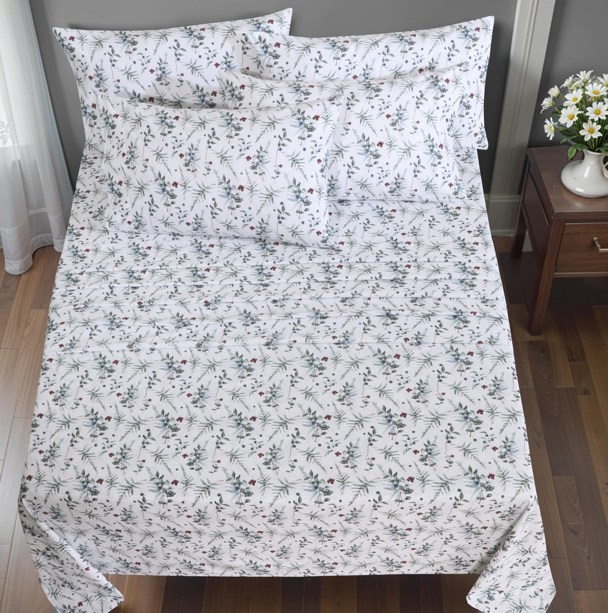 RUVANTI Flannel Sheets Queen Size 6 Pcs - 100% Cotton Double Brushed Bed Sheets, Deep Pockets 16 Inches Queen Sheet Set, All Seasons Breathable, Extra Soft & Comfy, Christmas Attraction