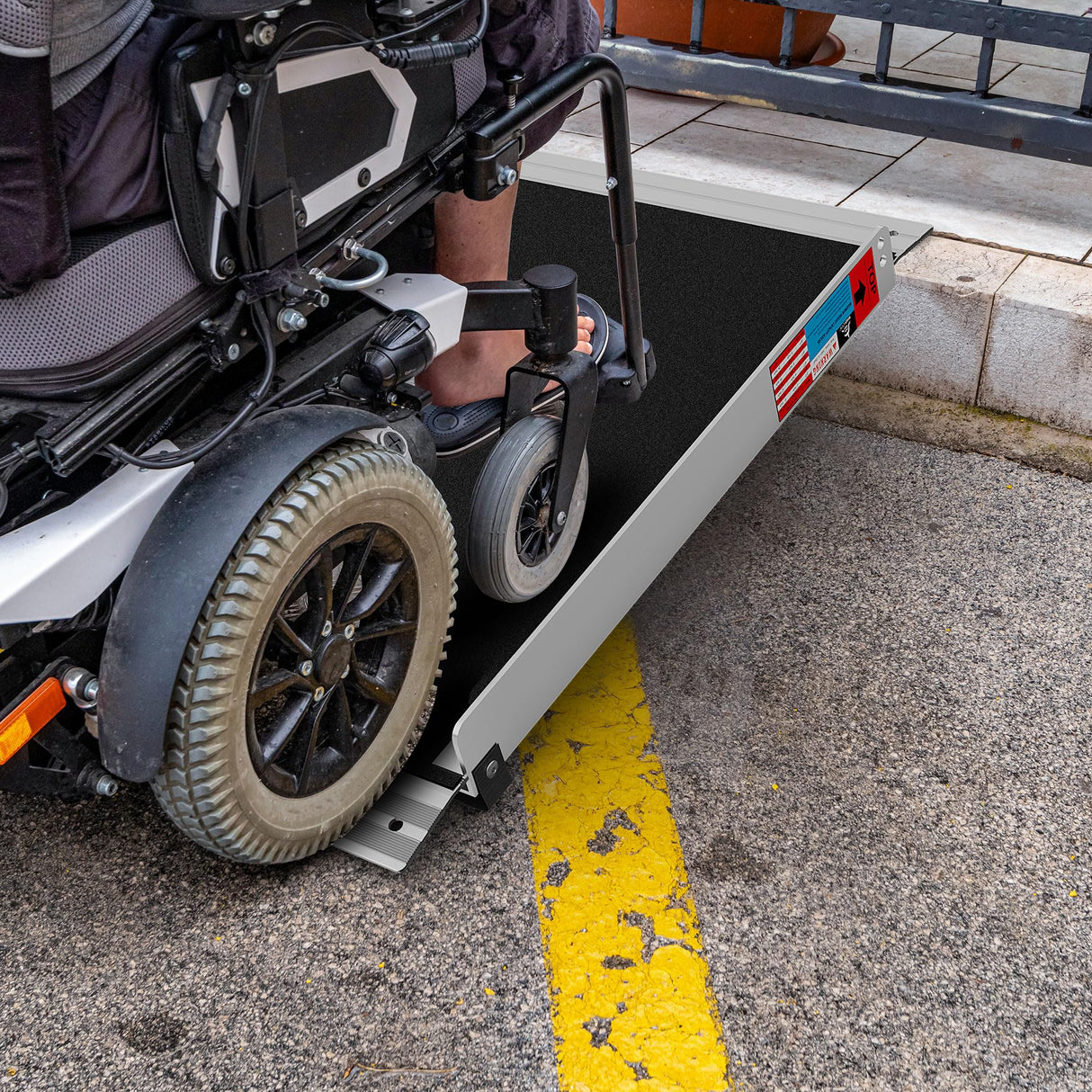 WHALEMOTOR Portable Wheelchair Ramp 2FT, Anti-Slip Aluminum Folding Portable Ramp, Wheelchair Ramps for Home, Weight Capacity Up to 600 LBS, with Transition Plates Above and Below