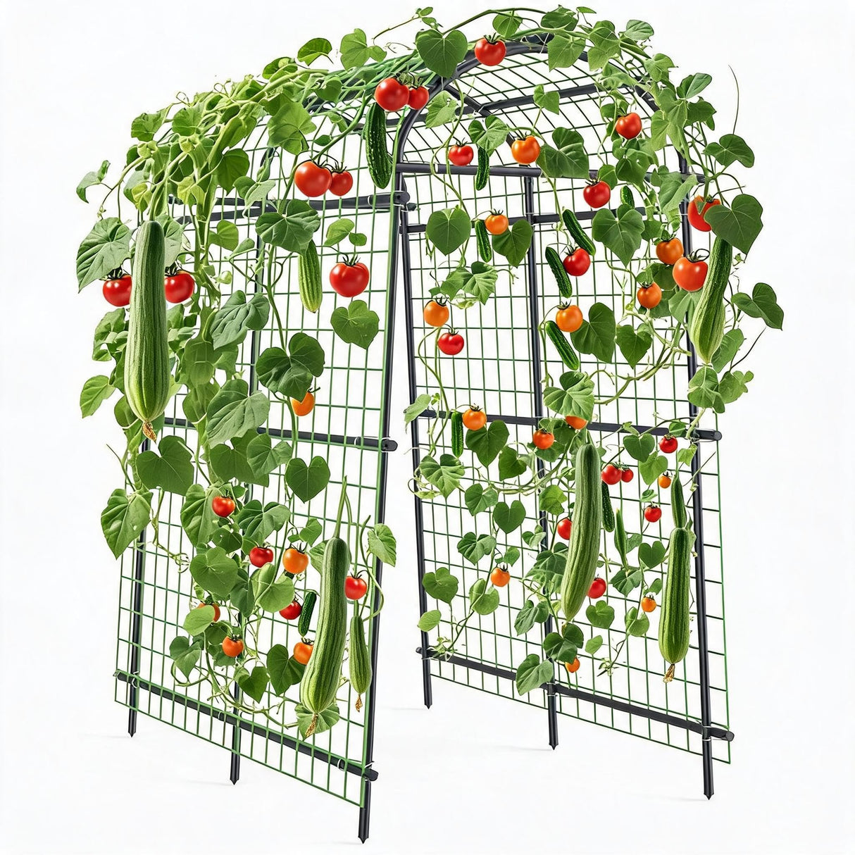 Metal Garden Arch Trellis, 7.6Ft Black for Raised Beds, Plant Support for Cucumbers & Climbing Vegetables with 9 Horizontal Pipe