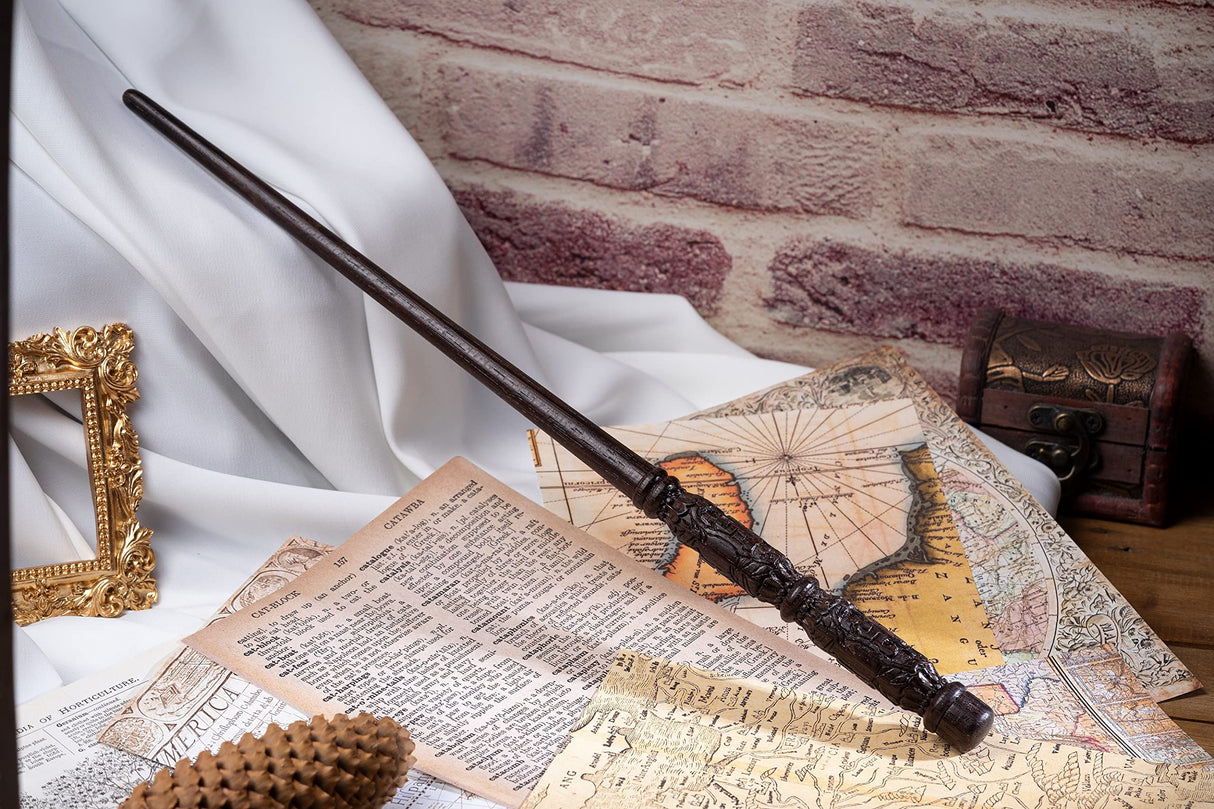 Handicraftviet - Hand Carved Wooden Magic Wand/Magic Wands for Wizards/Collectible Cosplay Magic Wand/Magical Gift for Halloween, Christmas and Birthday Party, 15 Inch (S4)