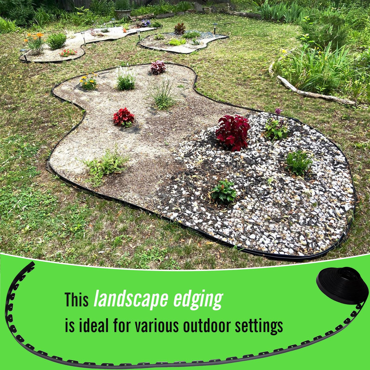 Landscape Edging 2.5 Inch Tall 100 FT, Black Edging for Landscaping with 5Pcs connectors and 120 Pcs Anchoring Spikes for Garden Flower Beds Yard Lawn