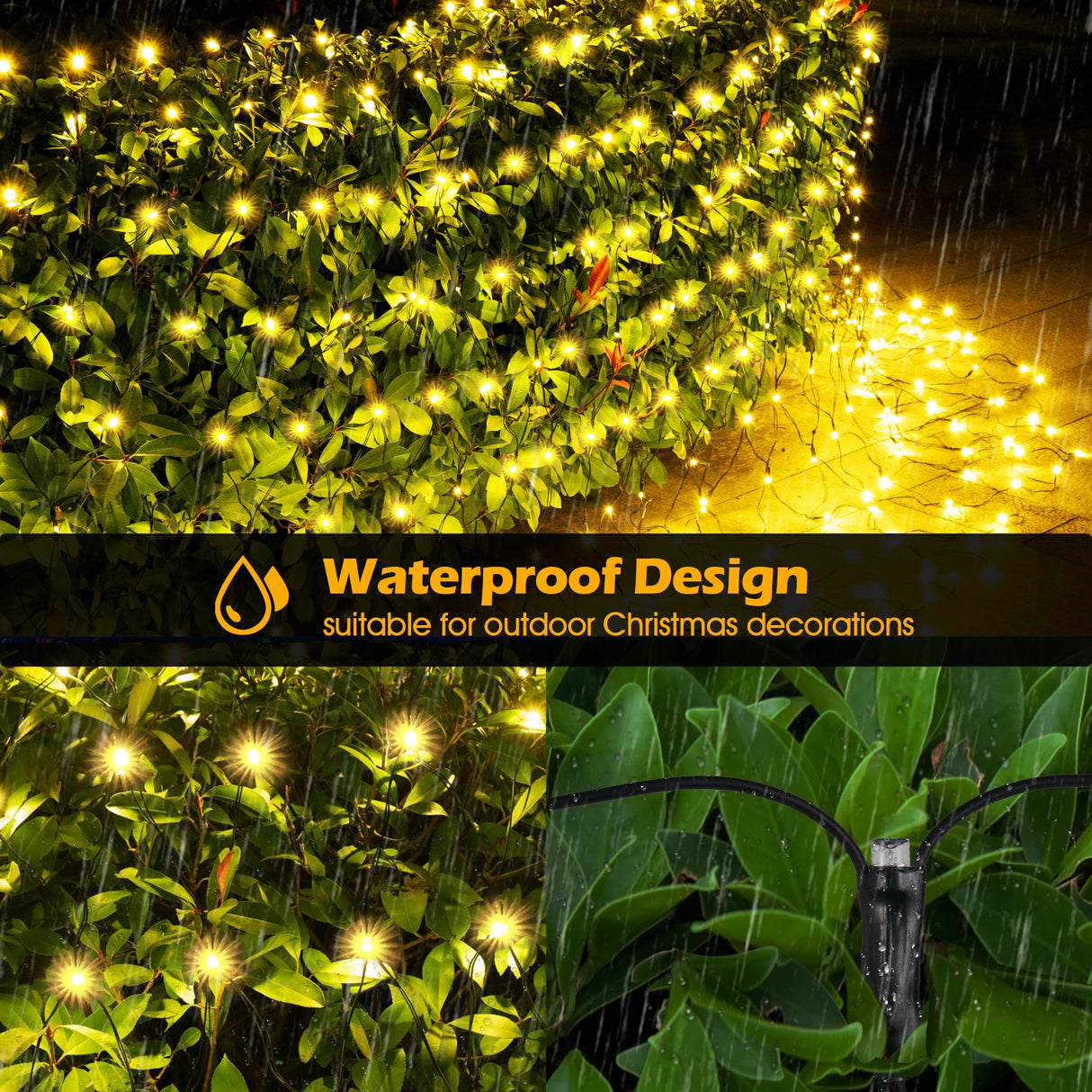 BlcTec Christmas Lights Outdoor 360 LED 9.8ft x 6.6ft Christmas Net Lights with 8 Modes, UL Certified, Timer, Connectable, Waterproof for Bushes, Shrubs, Yard Outdoor Xmas Decorations, Warm White