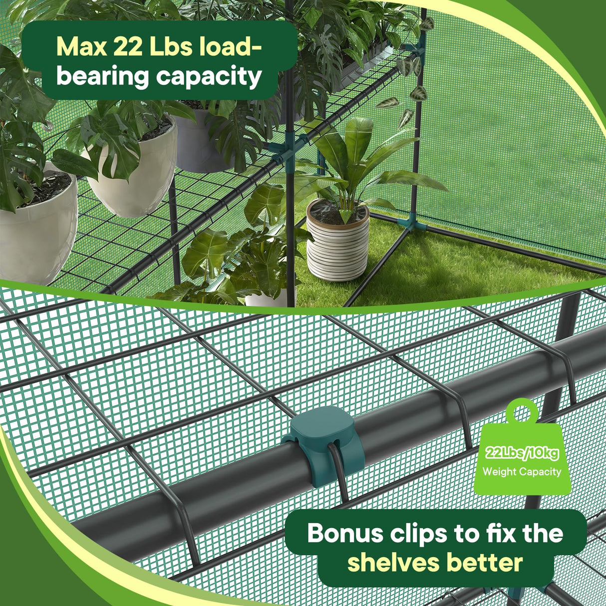 OLIXIS Outdoor Greenhouse, Walk-in Greenhouse with 2 Tier 8 Plant Shelves, Durable PVC Cover, 56"x56"x77" Portable Greenhouses for Outdoor Garden, Patio, Porch, Backyard Green Houses, Green