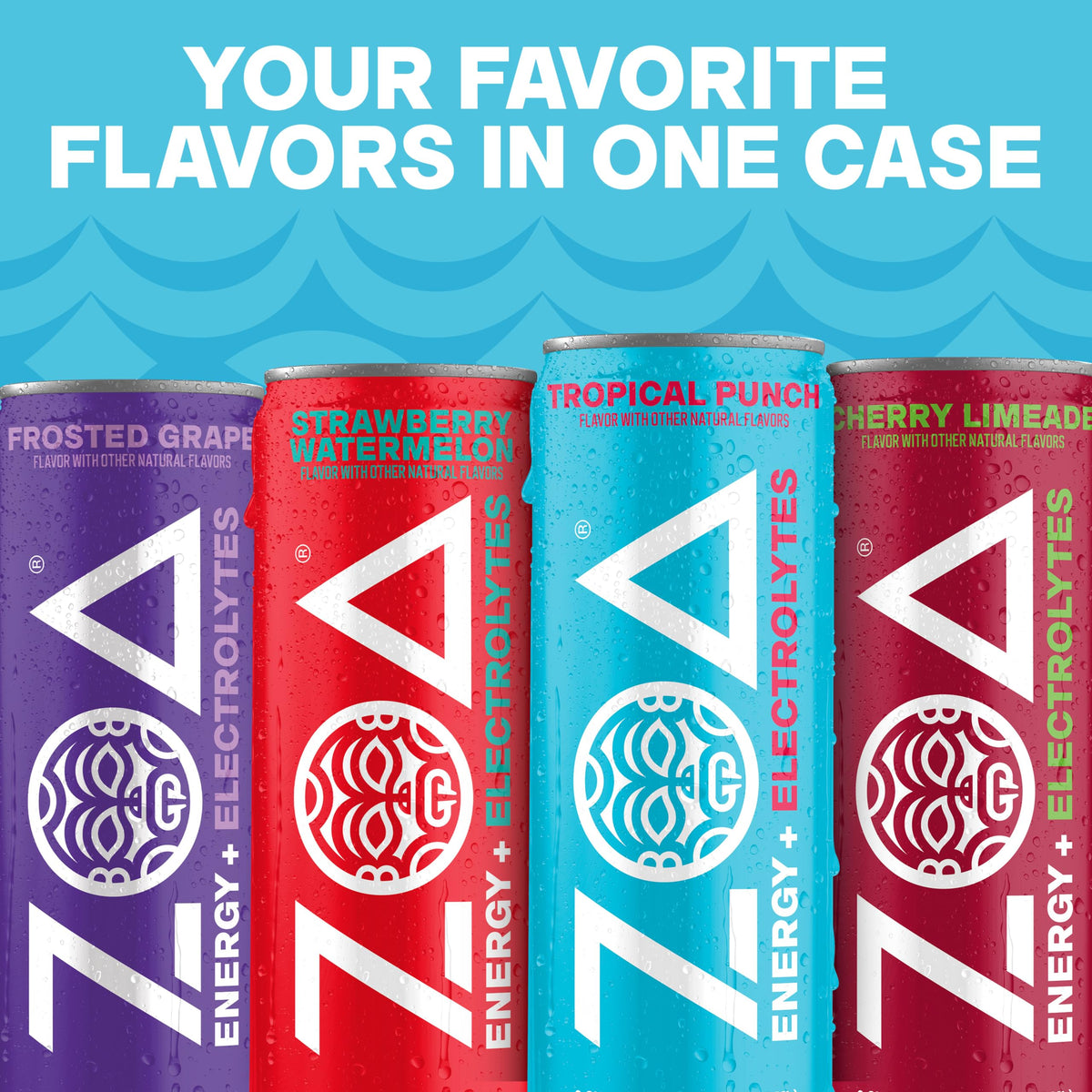 ZOA Zero Sugar Energy Drink, Variety Pack, 12 Pack, 12 Fl Oz