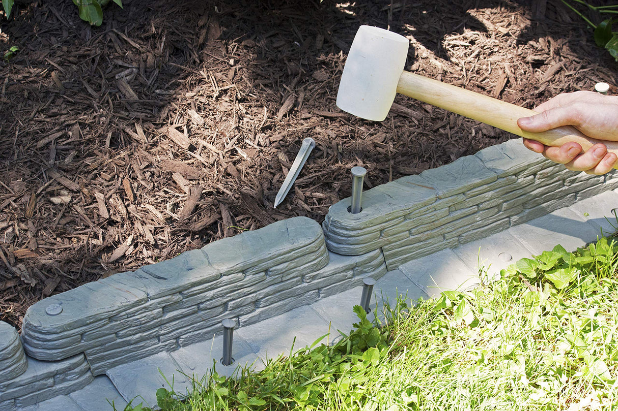 Emsco Group 2032HD Bedrocks Trim-Free Gray, 20 Feet – Natural Stacked Slate Design Garden Lawn Edging