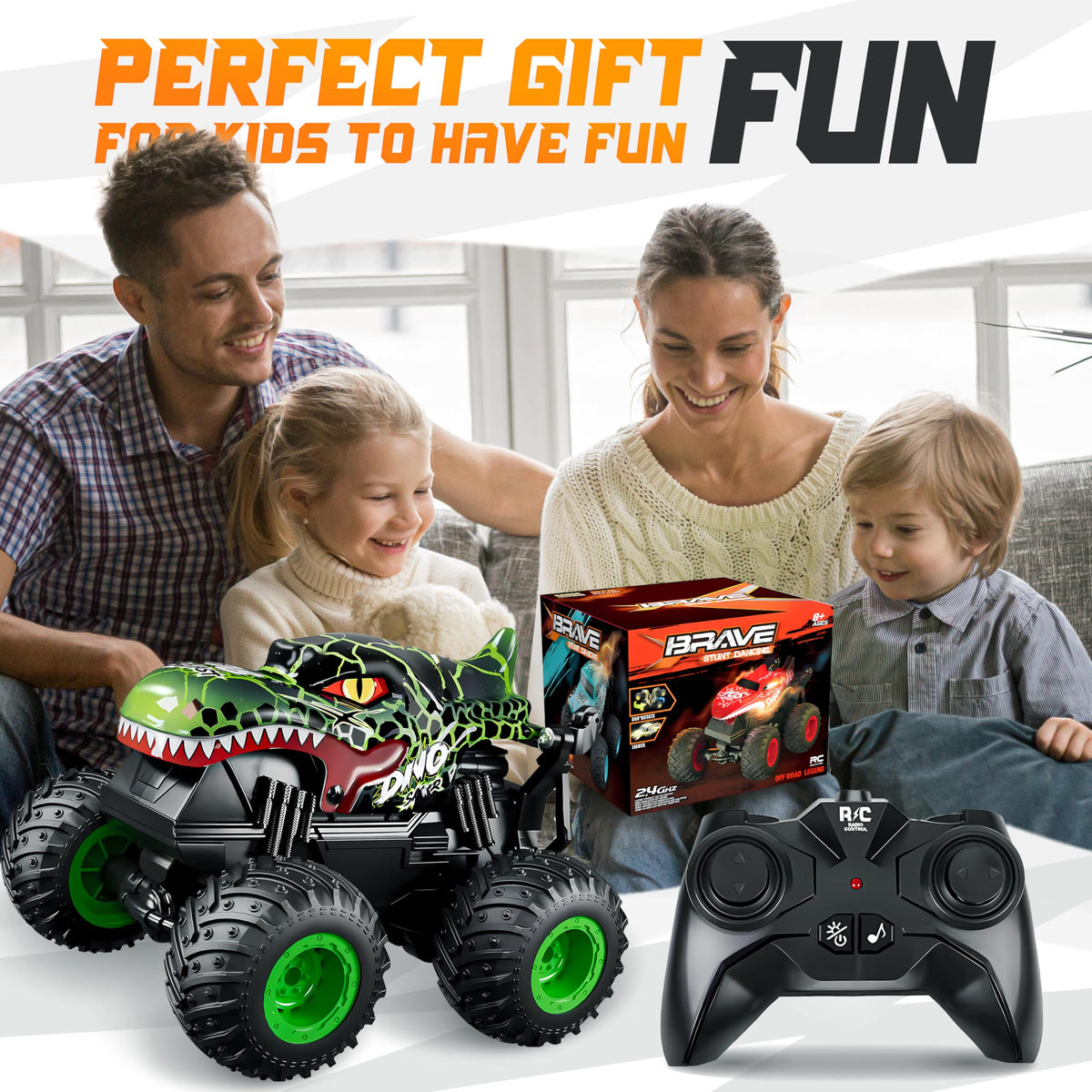 BEZGAR Monster Truck Toys, 1:20 Remote Control Car with Light & Music