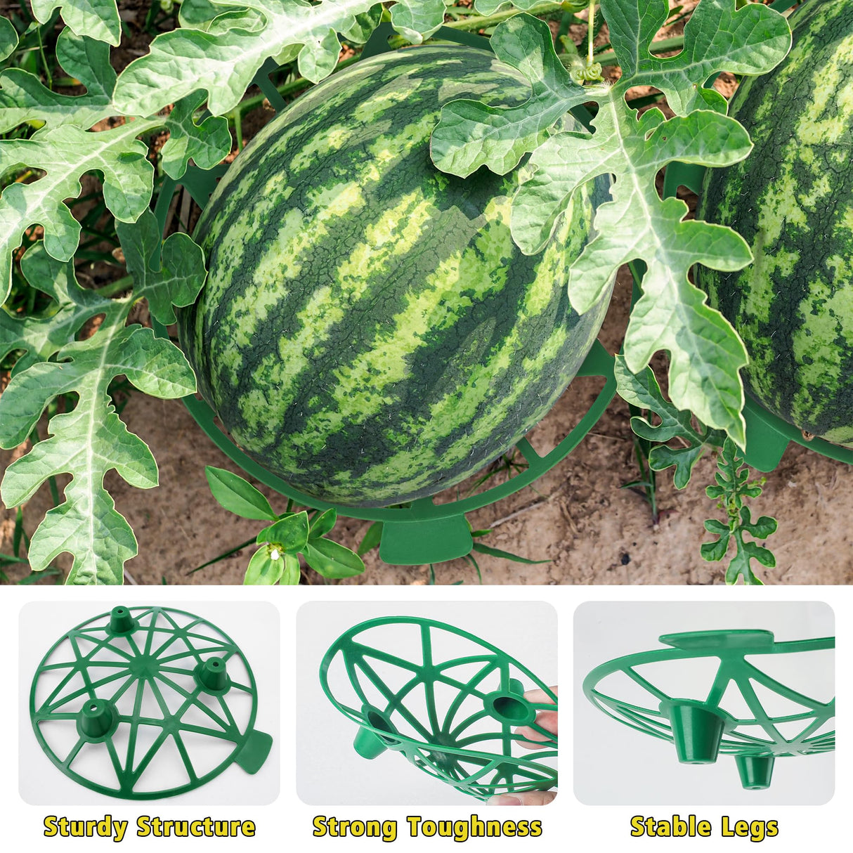 UCandy Pack 10 Plant Melon Supports Cages Cradles Trellis for Watermelon, Cantaloupe, Pumpkins, Strawberries Avoid Ground Rot (Light grenn)