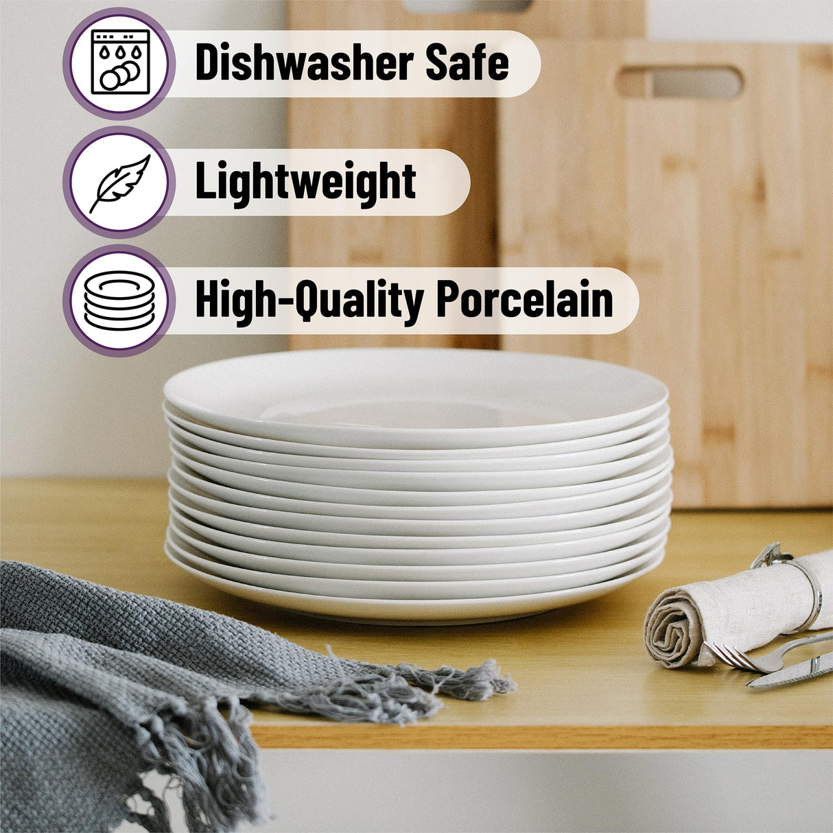 BTaT- White Porcelain Dinner Plates, Set of 6, 10.5 Inch, White Dishes, Porcelain Plates Sets for 6, Christmas Gifts